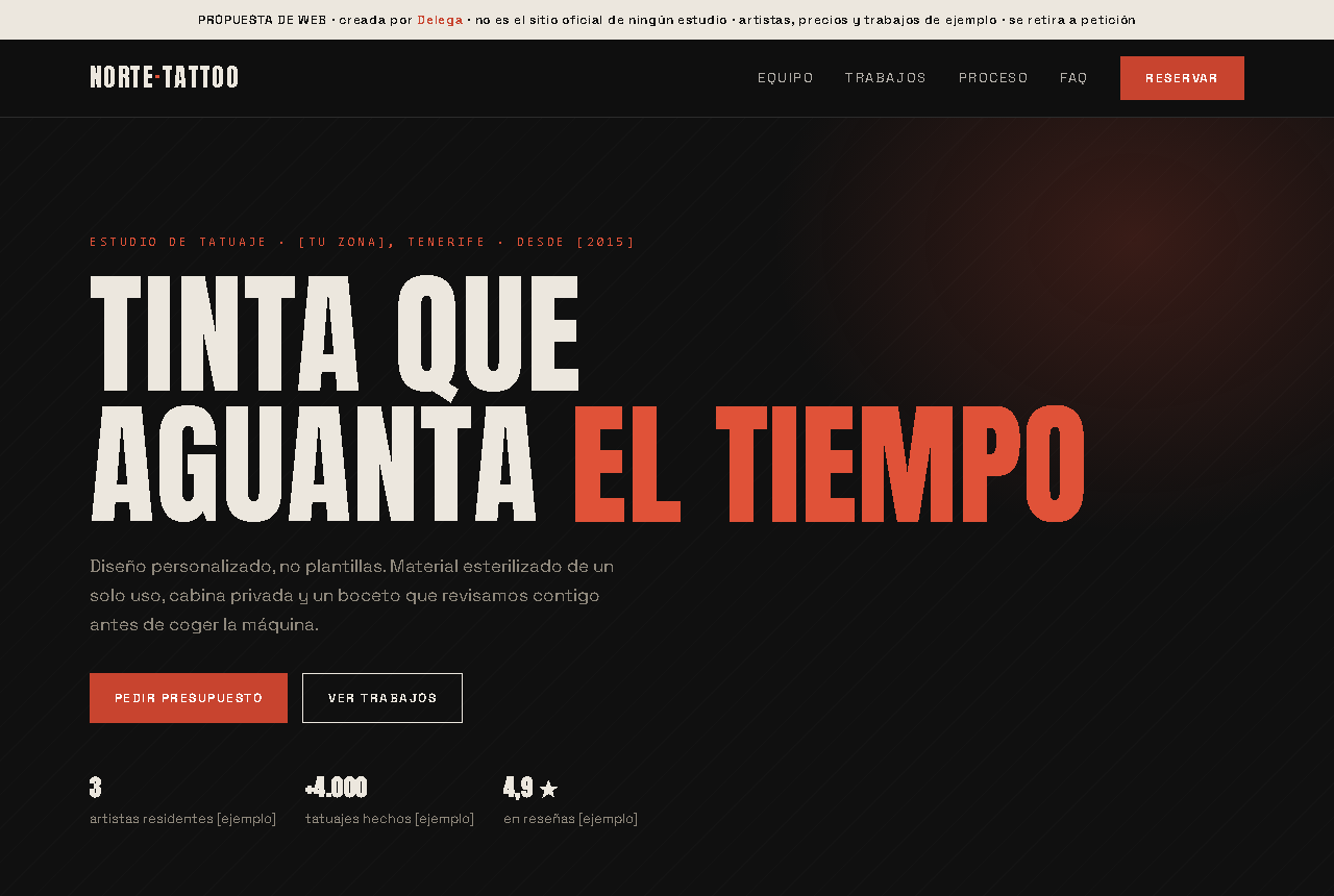 Web de demostración Norte Tattoo, estudio de tatuaje
